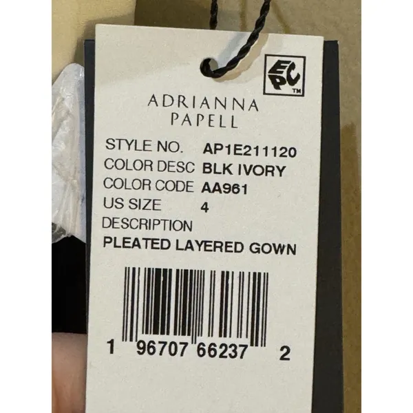 Adrianna Papell Women Pleated Layered Gown Size 4 Black And Ivory Tuxedo Dress - Image 7