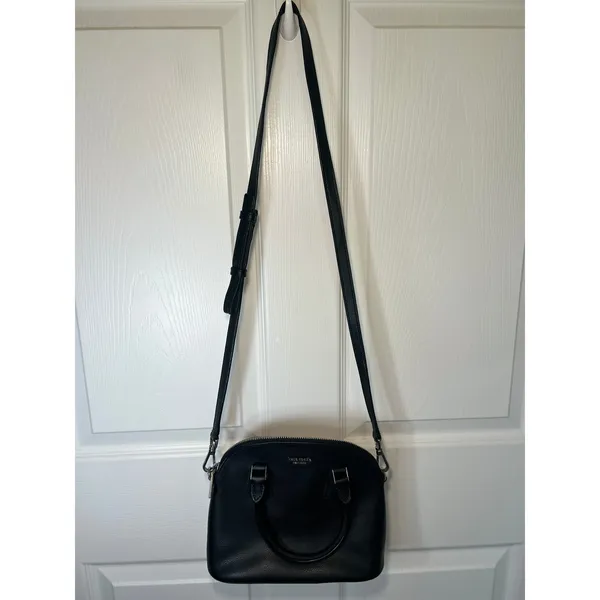Kate Spade Black Pebbled Leather Dome Satchel Crossbody Bag Capsule‎ Purse - Image 3