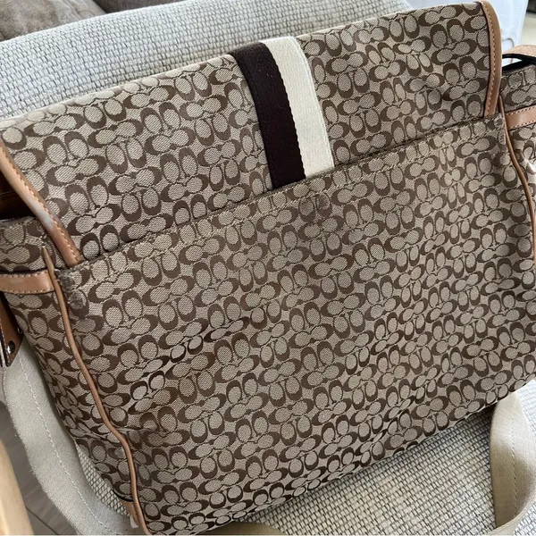 Vintage Coach Voyager Logo Canvas and Leather Messenger Bag in Brown - Image 6
