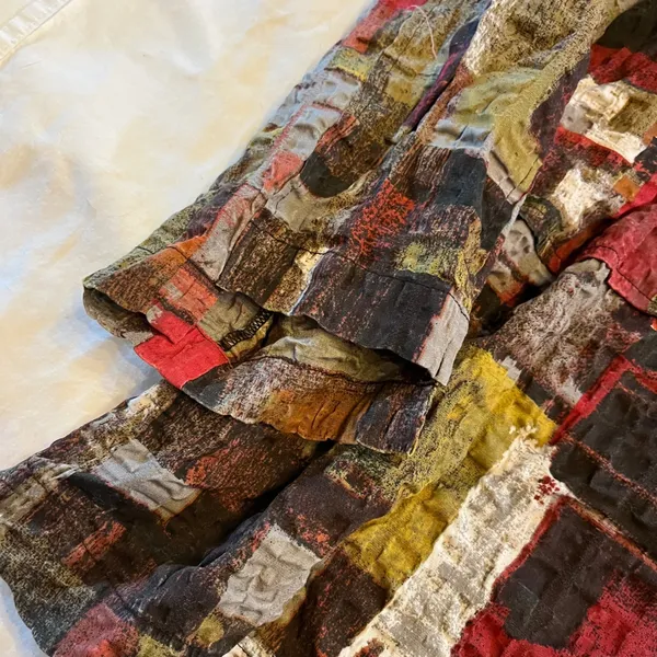 Habitat Clothes to Live In Abstract Crinkle Patchwork Blouse Top Medium - Image 3