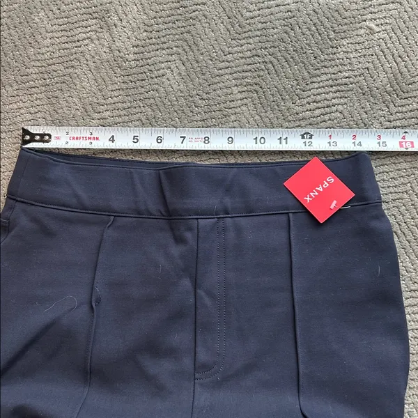 New Spanx Black Ponte Knit Pull On Pants Straight Leg Size L - Image 14