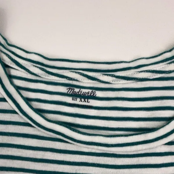 Madewell Tank Top Womens 2XL Green Striped Crew Neck Sleeveless Cotton Jersey - Image 2