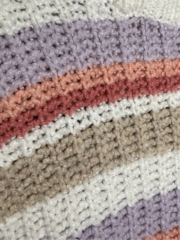 Hollister Women's Cropped Striped Knit Sweater - White with Pastel Stripes Small - Image 7