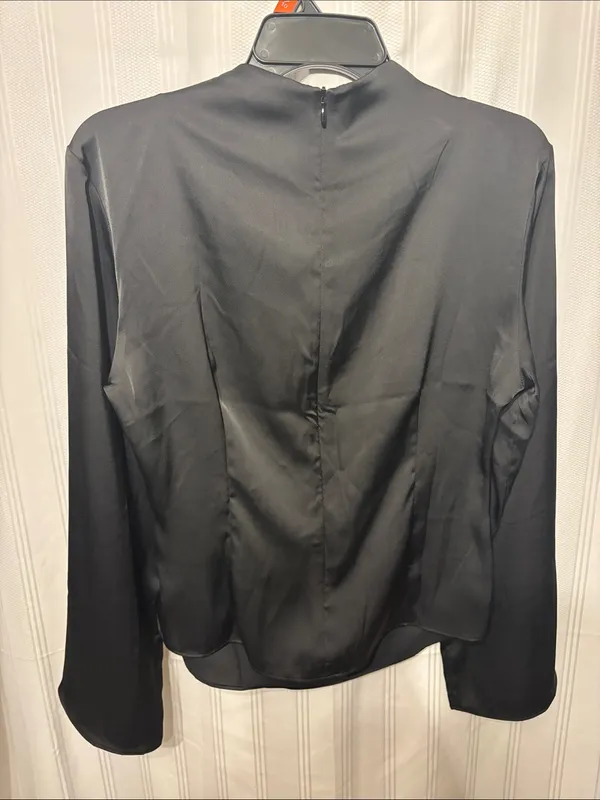 H&M Black Satin Long-Sleeve Blouse - Image 4