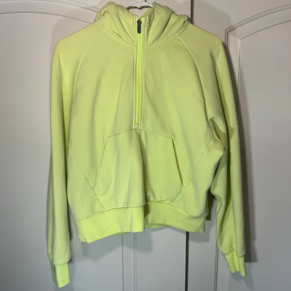 ATHLETA Easy Fleece 1/2 Zip Hoodie Citron Yellow‎ Neon Sweatshirt Womens Small - Image 2