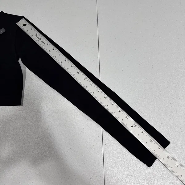 Zara Crop Top Crew Neck Pullover Stretch Long Sleeve Black Stretch Sz XS Stylish - Image 11