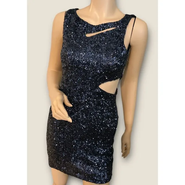 TCEC Blue Sequin Cutout Party  Dress M‎ - Image 5