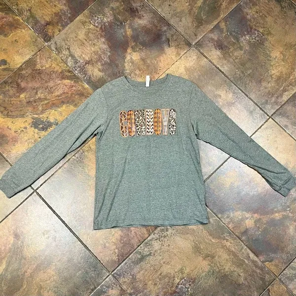 Bella + Canvas Cowboys Gray Long Sleeve Shirt Large - Image 4