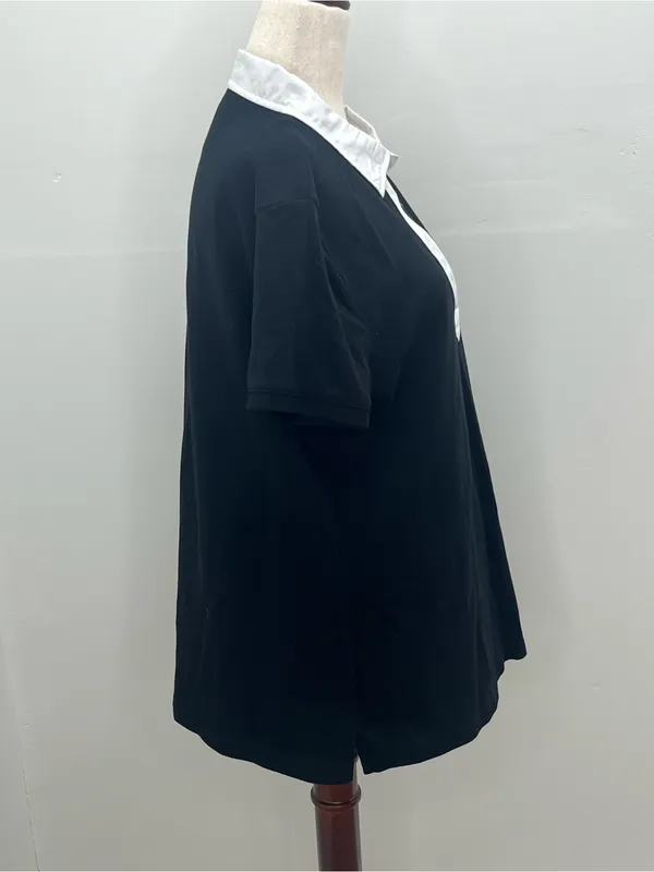 Lauren Active Ralph Lauren Womens Black White Rugby Polo Shirt w/Crest Logo XL - Image 6