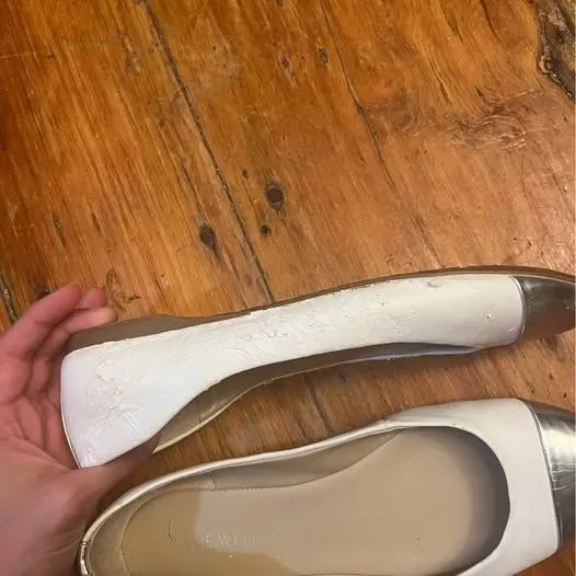 Nine West NWFAUNCE white metallic toe ballet flats size 8M - Image 6