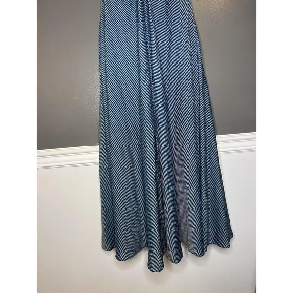 Wayf Dress Womens Medium Blue Striped Sweetheart Smocked Maxi Sundress Boho - Image 3