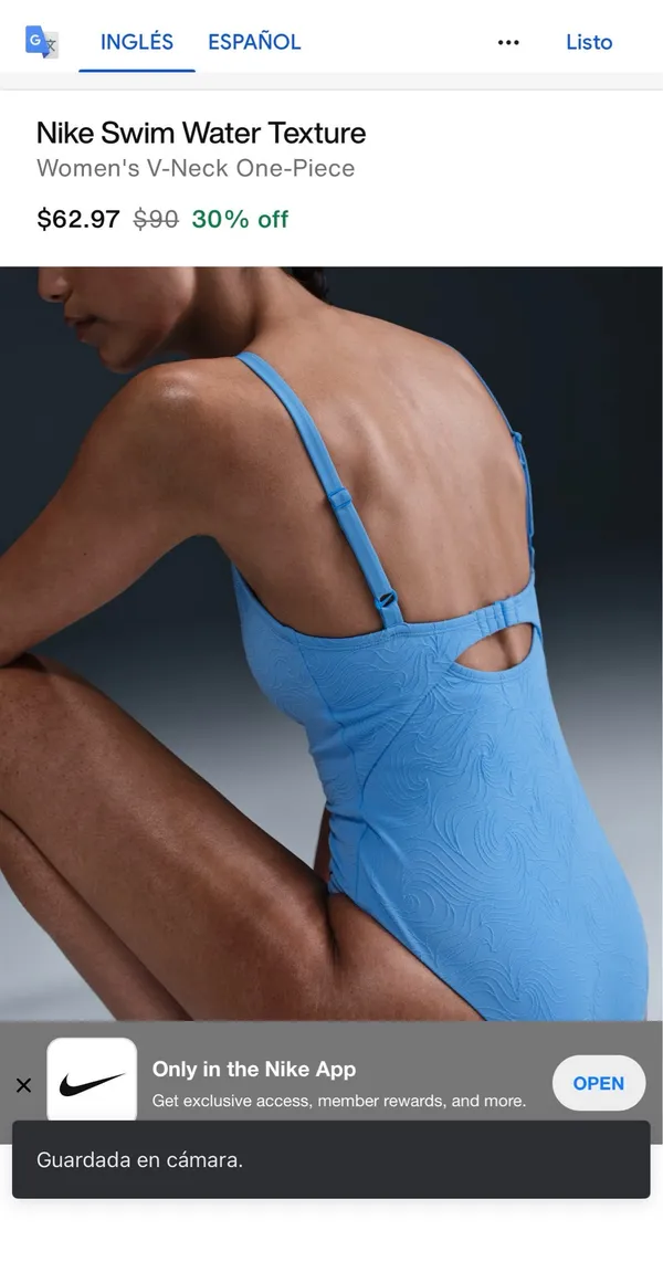 Nike Women’s Swim "Move to Zero" One-Piece Swimsuit - Light Blue - Size Large (L) - Image 2