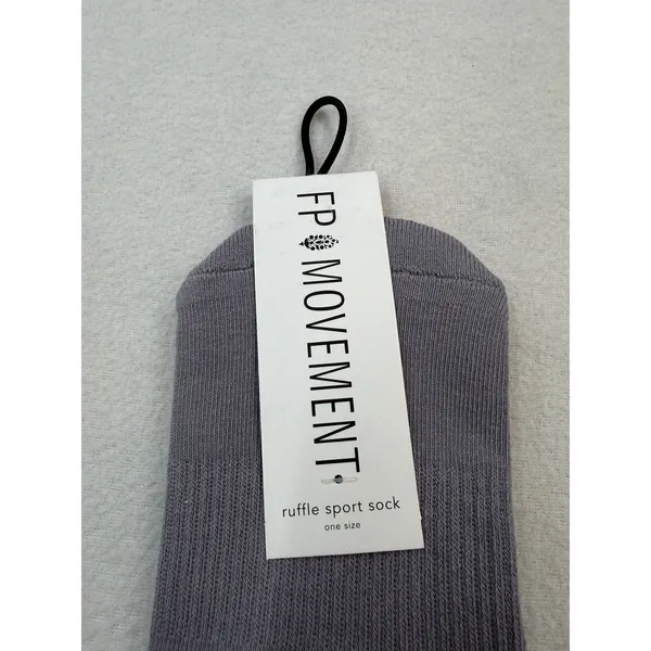 Free People FP Movement OSFM Lucky Honey Collab Ruffle Sport Socks Gray NWT - Image 2