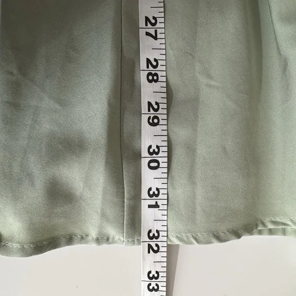 EXLURA Dress Sage Green Puff Sleeve Square Neck Smocked Back Mini Cottagecore M - Image 11