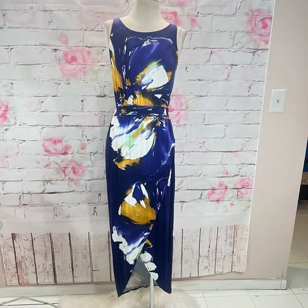 Weston Anthropologie sleeveless purple floral tulip hem maxi dress - Image 4