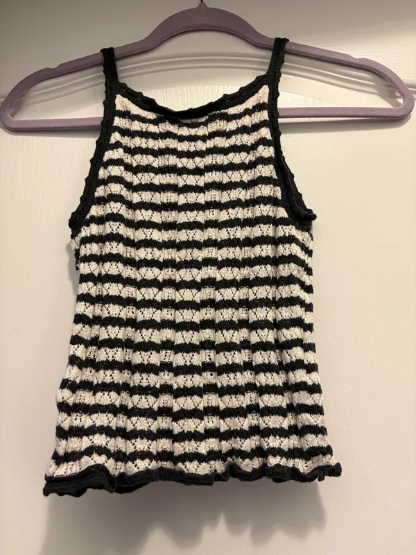 American Eagle Crochet Striped Crop Tank Top - Image 3