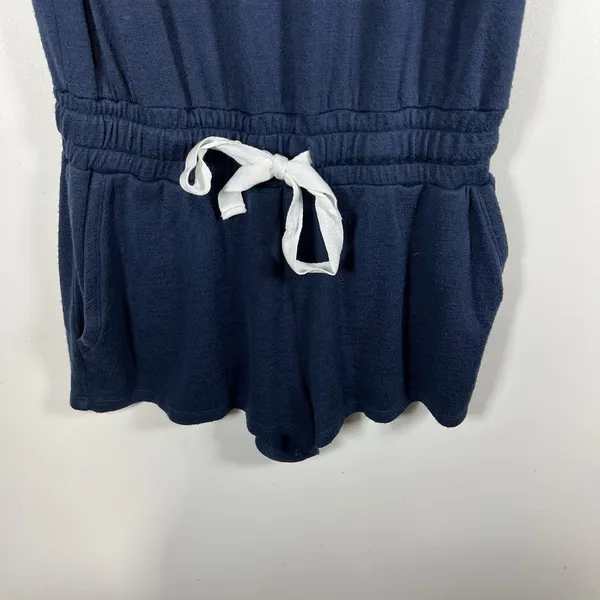 Wilfred Free Womens Knit Lounge Romper Short Blue Drawstring Size‎ Small Casual - Image 3