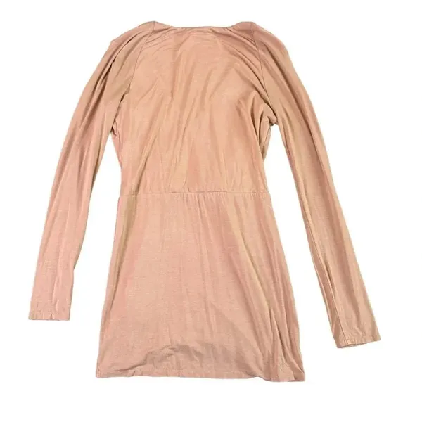 NBD Katia Mini Dress Long Sleeve Camel Jersey Stretch Low Cut Size Small Women's - Image 7