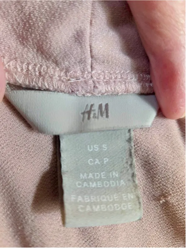 H&M Women’s Shawl Collar Deep V-Neck Cap Sleeve Blouse Mauve Dusty Pink S W-236 - Image 3