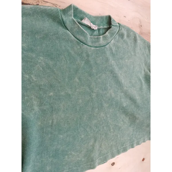 Altar'd State Sage Green Waffle Knit Ruffle Sleeve Crop Top Size Small EUC - Image 6
