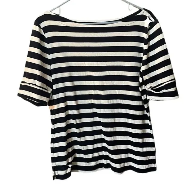 Lauren Ralph Lauren size XL nautical boat cut necklace cotton top. - Image 3
