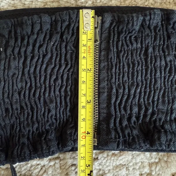 WeWoreWhat Smocked Black Bandeau Top Zip Hook Eye Back Closure‎ Sz XS NWT - Image 8