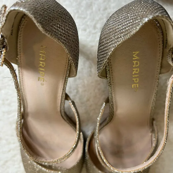Maripé Heels Womens‎ 9 Gold Sloane Glitter Stiletto Wedding Formal Holiday Party - Image 10