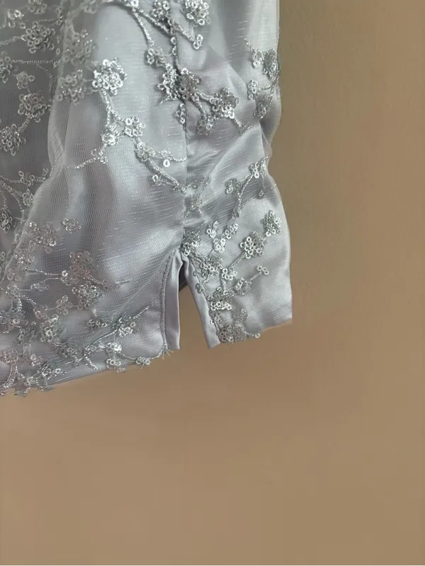 Lulus Blissful Blossoms Silver Sequin Backless Mini Dress Size Small Cocktail - Image 10