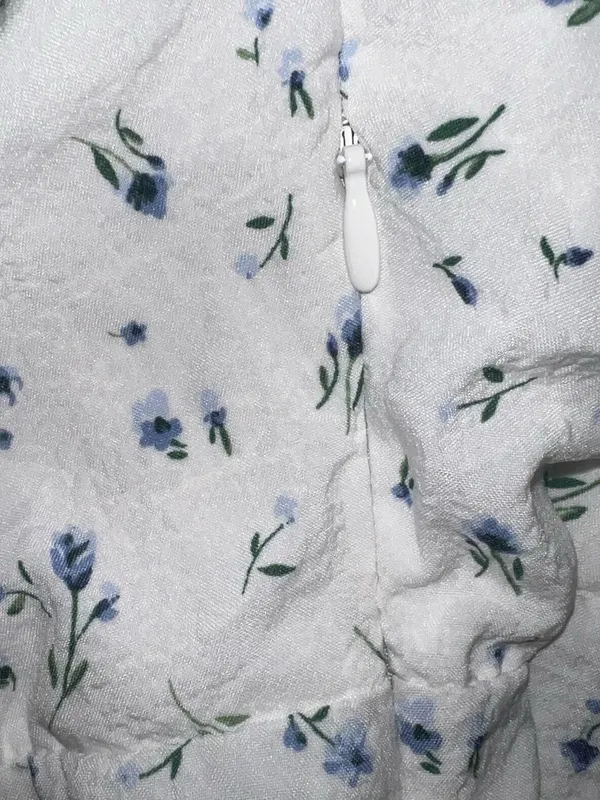 H&M White Mini Dress with Blue Floral Print - Image 8