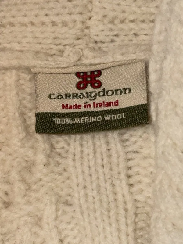 Vtg Carraig Donn Aran Cardigan Women XS Cream 100% Merino Wool Made in Ireland - Image 3