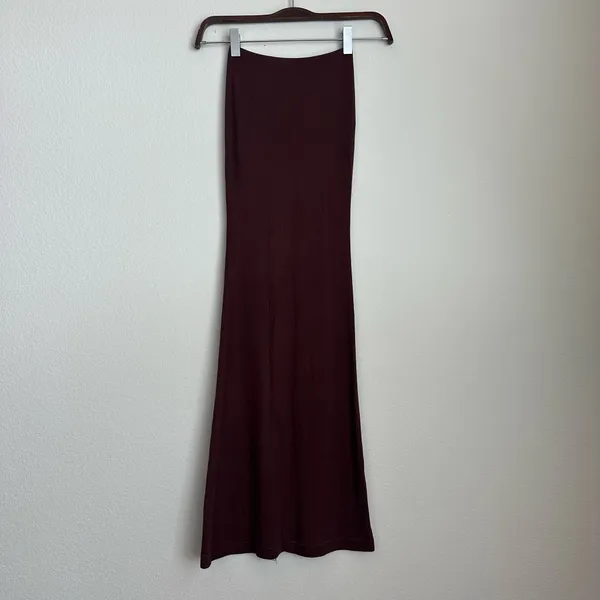 Oh Polly Ribbed Modal Mid Rise Maxi Skirt in chocolate Women’s XXS - Image 2