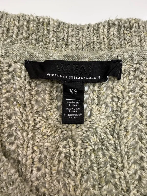 White House Black Market Olive Green V-Neck Cable Knit Sweater - Image 5