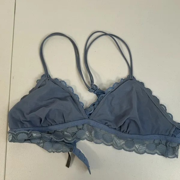 Aerie L Large Lace Bralette‎ Bra Wireless Blue Racerback Pullover Lightly Lined - Image 8