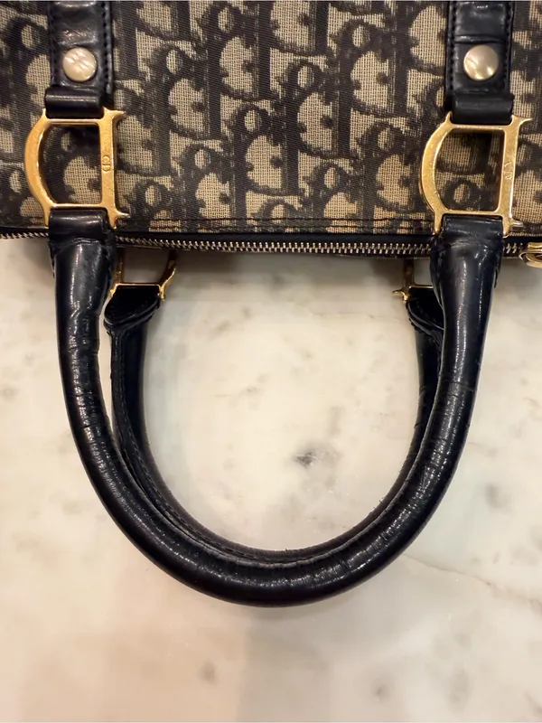 Vintage Christian Dior Oblique Trotter Bowler Bag – Black Canvas BO C 0061 - Image 9