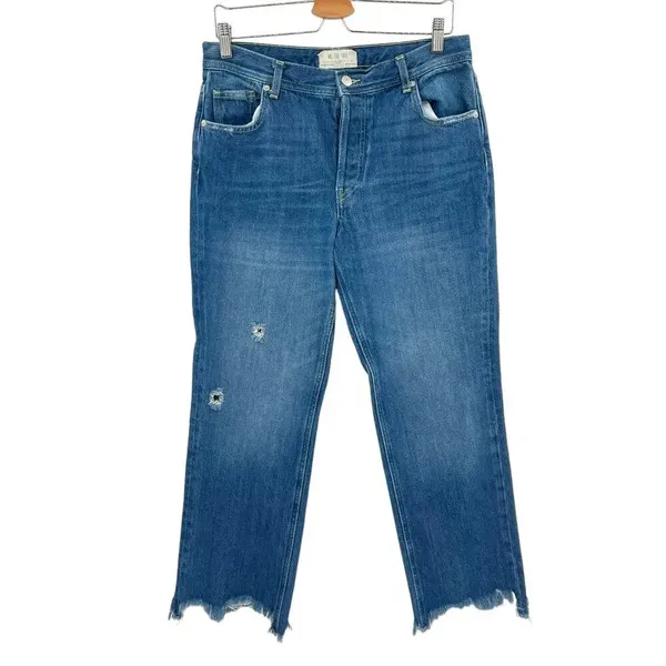 Free People Maggie Straight Jeans‎ Sequoia Blue Denim Size 28 - Image 3