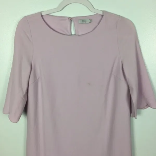 TOBI Womens Size S Pastel Purple Scalloped Edge 3/4 Sleeve Tunic‎ - Image 3