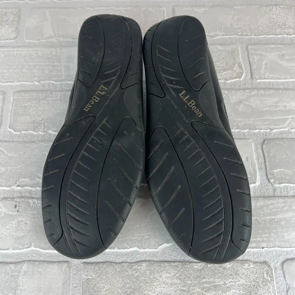 L.L. Bean Ballet Flats Shoes Womens 8 Black Leather Round Toe Slip On Sneakerina - Image 10