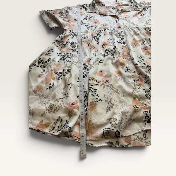 Entro Womens XL Floral Leopard Print Babydoll Shirt Dress Cream D18761P - Image 7