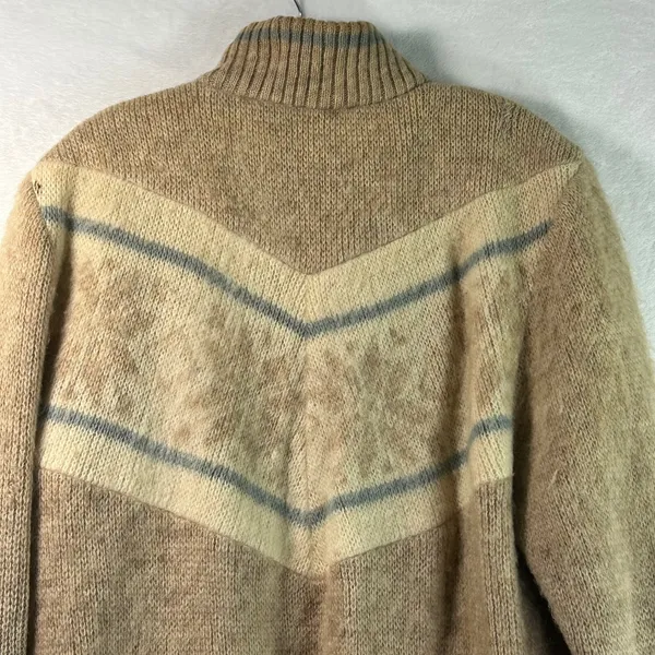 Eider Knit Wool Full Zip Cardigan Sweater Womens Large Tan Icelandic Scotland - Image 9