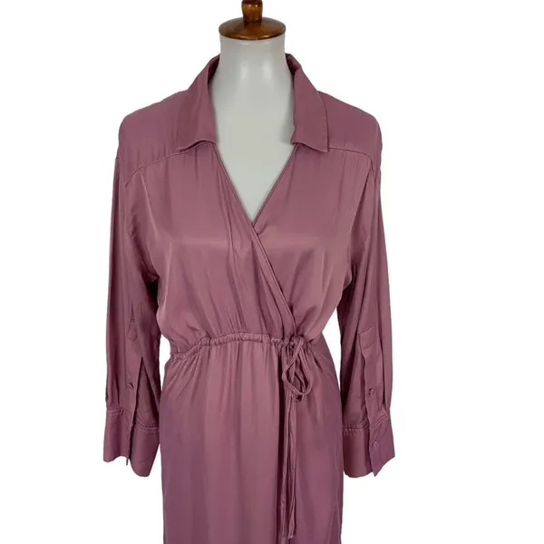 Zara Dress XS Pink Midi Long Sleeve‎ Feminine Romantic Elegant Chic - Image 2