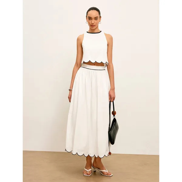 Commense Scallop Trim Color Block Sleeveless Skirt Set in Size Small - Image 9