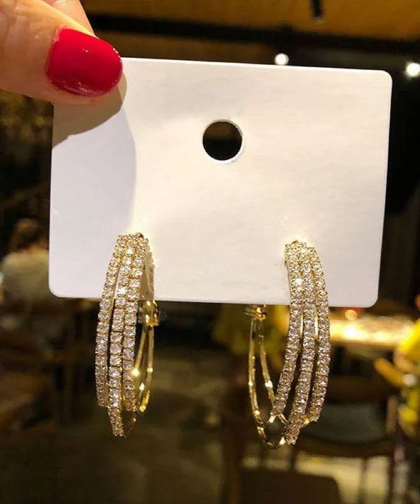 CZ Cubic Zirconia Open Hoop Earrings for Women - Image 2