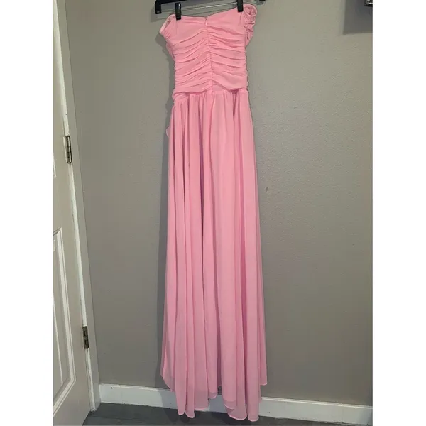 NEW Hello Molly The Rosette Gown Pink High Slit Formal Maxi Dress Womens sz XS 2 - Image 5