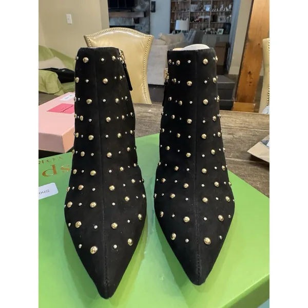 Kate Spade New York BLACK KID SUEDE‎ Women's Starr Ankle Boots Size 7 Studded - Image 5