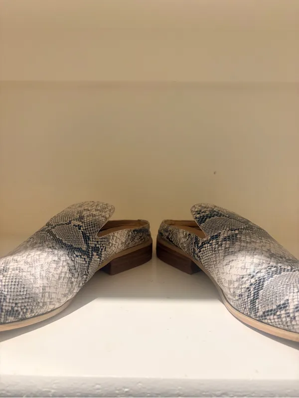 Nova Snake-Print Slip-On Mule in Cream and Gray - Image 5