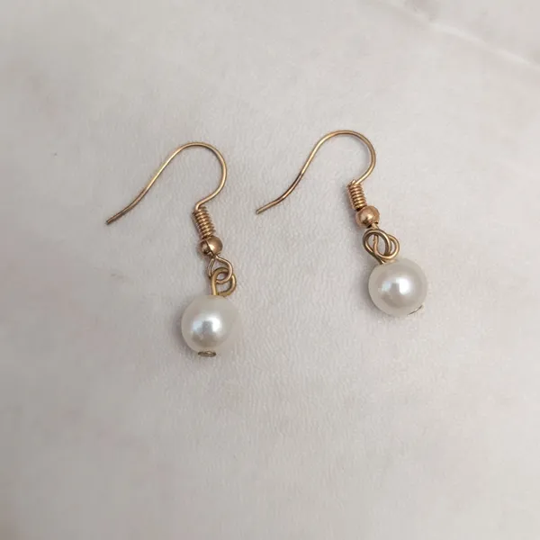 Vintage Faux Pearl Hook Dangle Earrings - Image 4