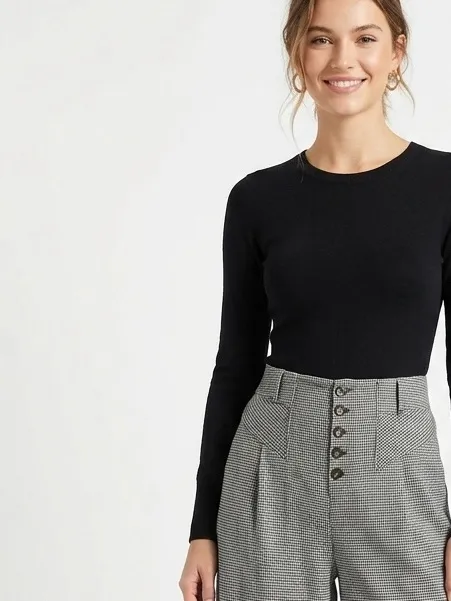 Anthropologie Maeve houndstooth plaid pleated wide-leg crop pants - Image 6