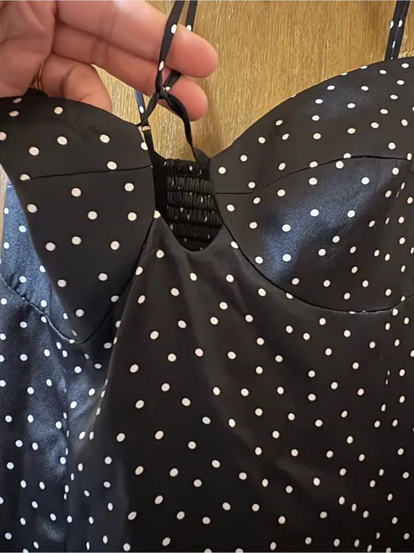 NWT Reformation Sophie Black Polka Dot Silk Midi Dress - Image 8