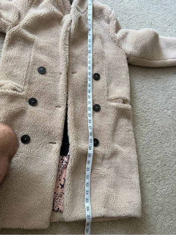 ZADIG & VOLTAIRE Teddy Mint Coat Cream Sherpa Shearling Long Beige size xs - Image 16