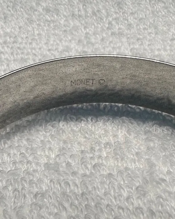 Vintage Monet Silver Tone Bangle Bracelet - Image 3